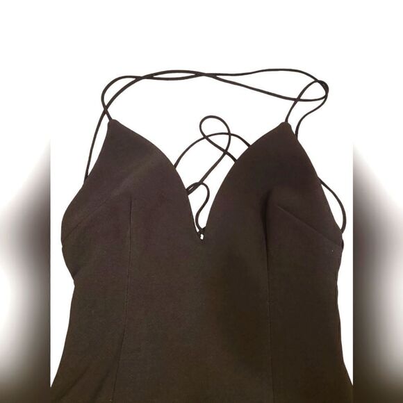 MISHA Bernadina Crisscross Open Back Plunging Bodycon Black Dress | 2 - Picture 2 of 8